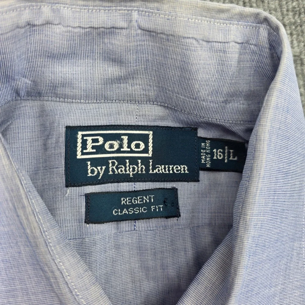 Polo Ralph Lauren Regent Classic Fit Shirt Mens 16 L Blue Micro Check LS
